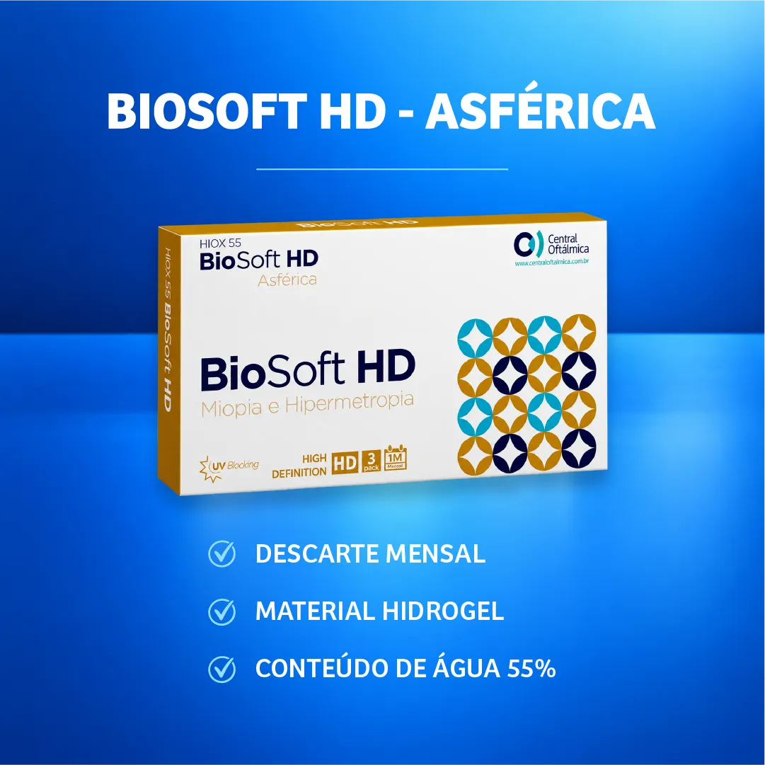 Caixa da lente de contato Biosoft HD Asférica Central Oftálmica