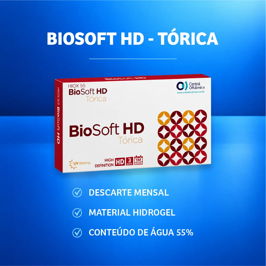 Caixa da lente de contato Biosoft HD Tórica Central Oftálmica