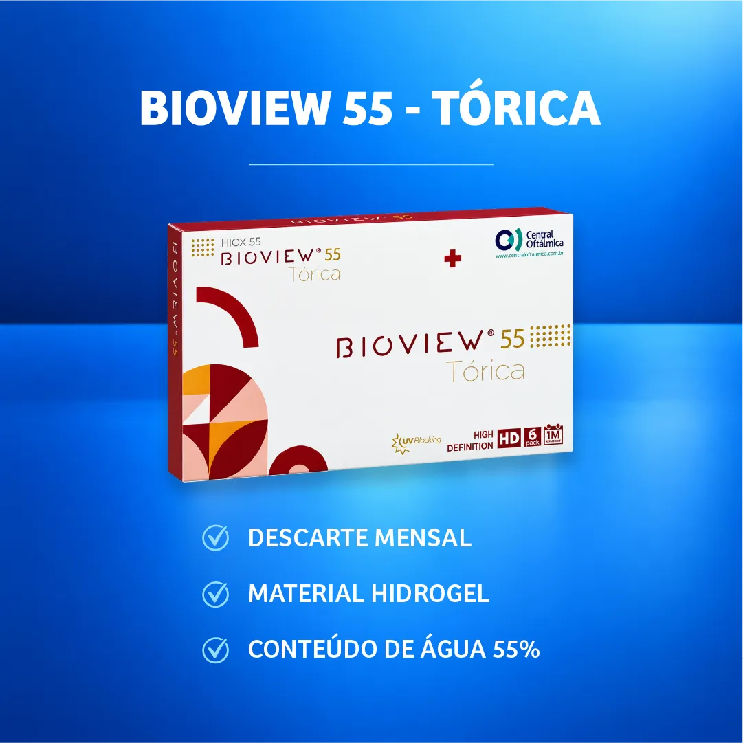 Caixa da lente de contato Bioview 55 Tórica Central Oftálmica